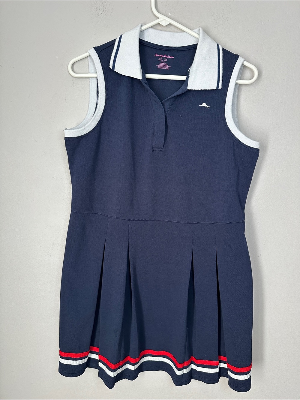 Tommy Bahama Navy Sleeveless Polo Dress with Red & White Stripes size M
